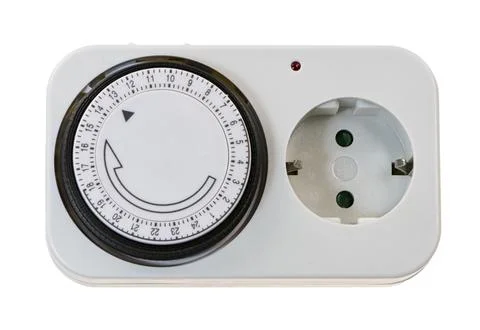 Closeup of an isolated electric plug with time swich 写真素材