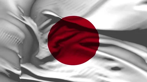 Closeup JapanFlag Wave Loop waving in wind Realistic Japan Flag background Stock Footage 323176537