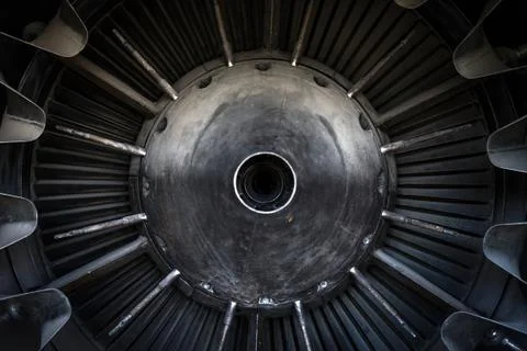 Closeup of a jet engine Stock Photos