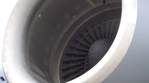 Closeup Of Jet Engine Turbine Stock Footage 95005151
