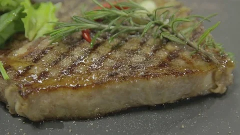 Closeup of juicy steak Stock Footage 83294834