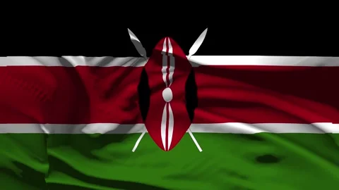 Closeup Kenya Flag Wave Loop waving in wind Realistic Kenya Flag background Stock Footage 324392108