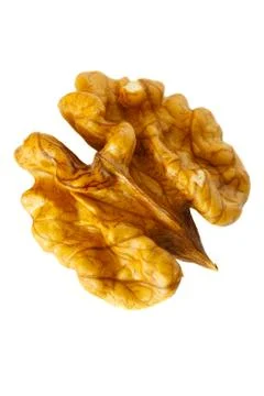 Closeup kernel walnut isolated on white Stock Photos