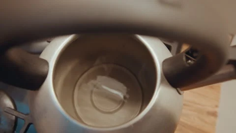 Closeup of kettle interior. Detailed view of kettle with mineral deposits. Focus Stock Footage 342336107