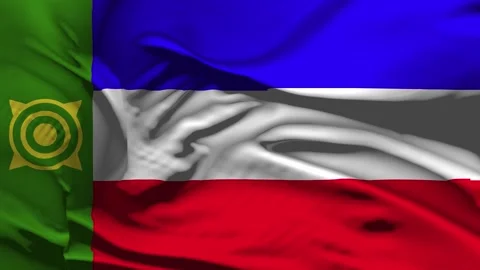 Closeup Khakassia Flag Wave Loop waving in wind Realistic Khakassia Flag bac Stock Footage 325168659