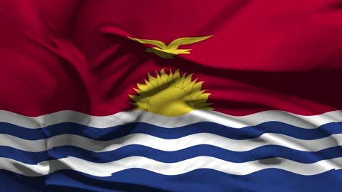 Closeup Kiribati Flag Wave Loop waving in wind Realistic Kiribati Flag backg Video stock 325168692
