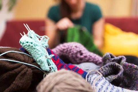 Closeup of knitting gear Foto stock