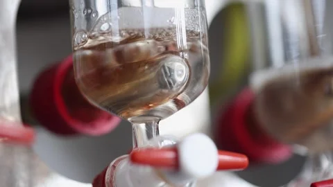 Closeup lab detail: Wine samples tested for acidity, titration of pH Vidéo 305735434