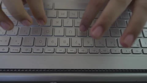 Closeup laptop keyboard type by two hand Stock Footage 293514969