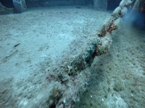 A Closeup of Large Chain on Shipwreck Stock-Footage 75799066