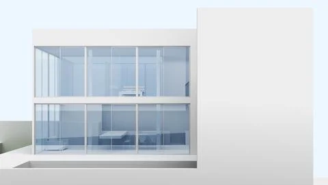 Closeup large transparent windows on a two-story house Stock Illustration