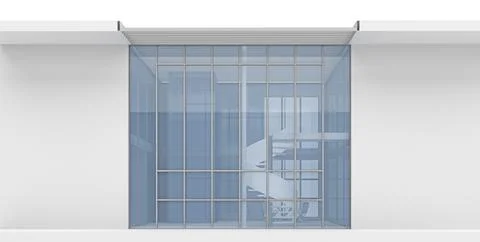 Closeup large transparent windows on a two-story house Stock Illustration