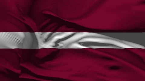 Closeup Lativia Flag Wave Loop waving in wind Realistic Lativia Flag backgro Stock Footage 325764524