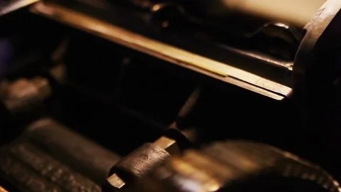 Closeup letterpress printing Stock Footage 79232762