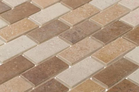 Closeup of light brown rectangle tiles under the lights - great for backgroun Foto stock