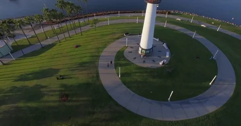 Closeup of lighthouse and cityscape Stock Footage 76633813
