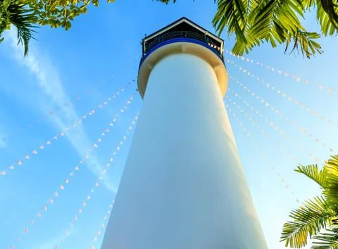 Closeup of lighthouse tower view from below Stock Photos
