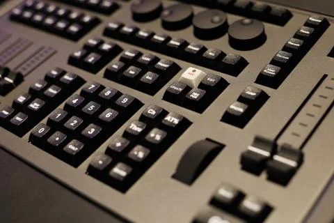 Closeup of lighting control console Stock Photos