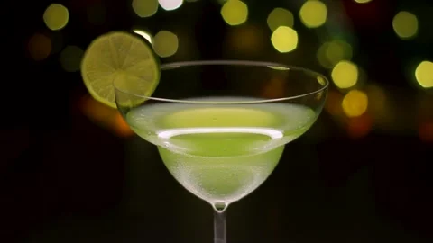 Closeup lime alcoholic cocktail Stock Footage 285025256