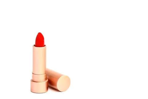 Closeup  lipstick on white background. Stock Photos