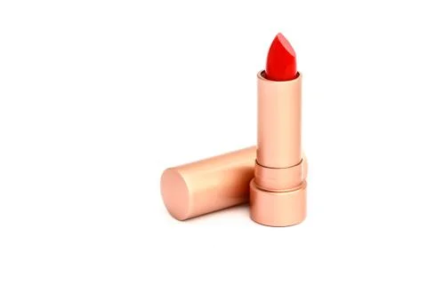 Closeup  lipstick on white background. Stock Photos