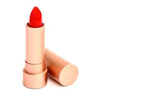 Closeup  lipstick on white background. Stock Photos