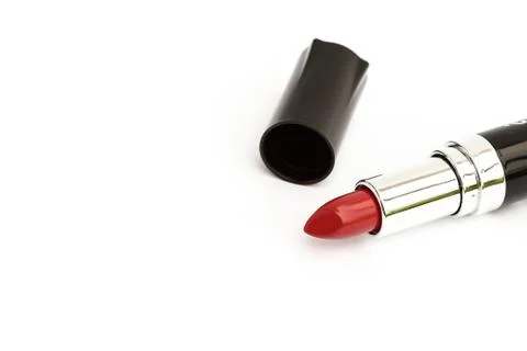 Closeup  lipstick on white background. Stock Photos