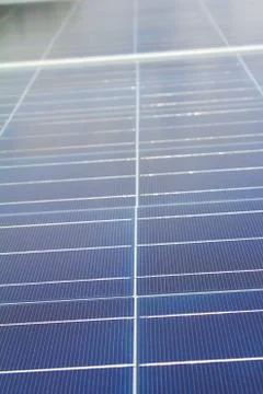 Closeup looking down solar panels Stock Photos