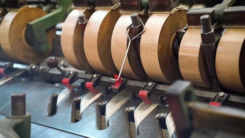 Closeup of a loom in process. Weaving production. Video stock 136706718