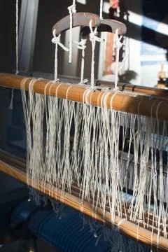Closeup of loom threads Stock Photos