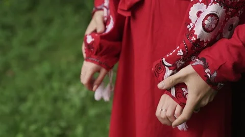 Closeup of loving couples holding hands while walking. Slow motion Stock Footage 206083640