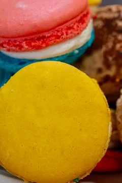 Closeup Macaroon cookies Stock Photos