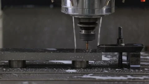 Closeup of machine of CNC processing machining center in the factory Stock Footage 239452653