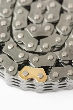 Closeup macro car engine timing chain Stock Photos