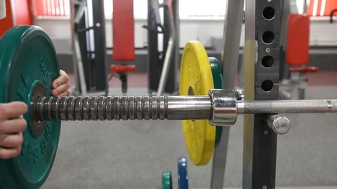 Closeup macro close up of handsome bodybuilder guy prepare to do exercises with Stock Footage 103040816