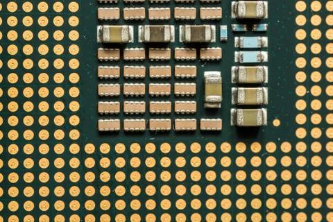 Closeup Macro of a Computer CPU Processing Chip Stock Photos