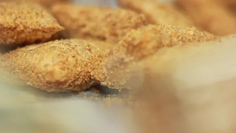 Closeup macro crispy oatmeal rice pads pops Stock Footage 142930405