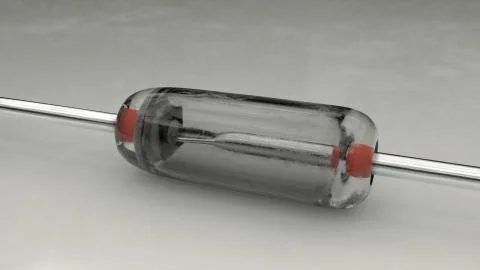 Closeup macro electronic germanium diode on a white background 3d illustration Stock Illustration