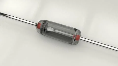 Closeup macro electronic germanium diode on a white background 3d illustration Stock Illustration