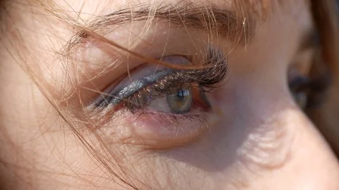 Closeup. macro eye beautiful young woman. outdoors Stock-Footage 123254822