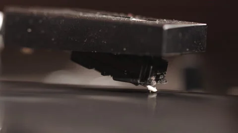 Closeup Macro Record Player Needle on Vinyl Stock Footage 61709527