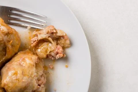 Closeup macro of served sarma with minced meat on the plate with backlight Foto stock