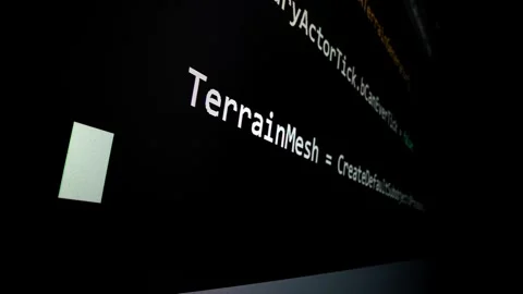 Closeup macro shot movement of coding script moving across LED screen. Stock Footage 241005739