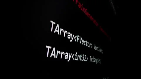 Closeup macro shot movement of coding script moving across LED screen. Stock Footage 241006131