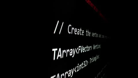 Closeup macro shot movement of coding script moving across LED screen. Stock Footage 241006151
