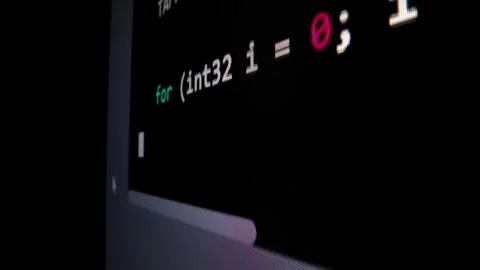 Closeup macro shot movement of coding script moving across LED screen. Stock Footage 241006159
