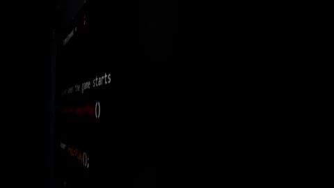Closeup macro shot movement of coding script moving across LED screen. Stock Footage 241006572