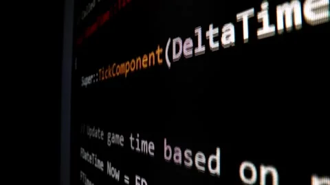 Closeup macro shot movement of coding script moving across LED screen. Stock Footage 241006720