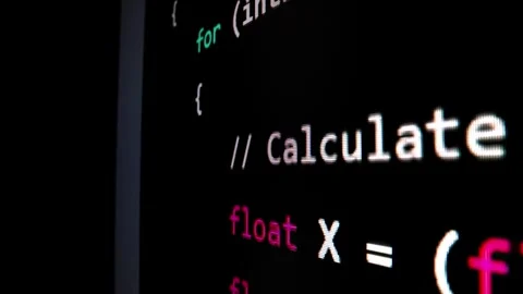 Closeup macro shot movement of coding script moving across LED screen. Stock Footage 243363371