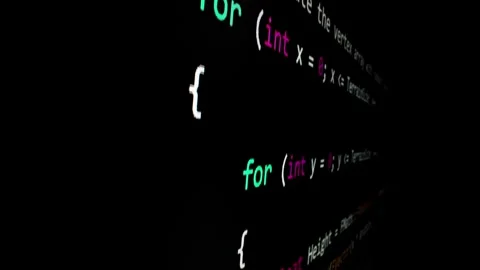 Closeup macro shot movement of coding script moving across LED screen. Stock Footage 243905675